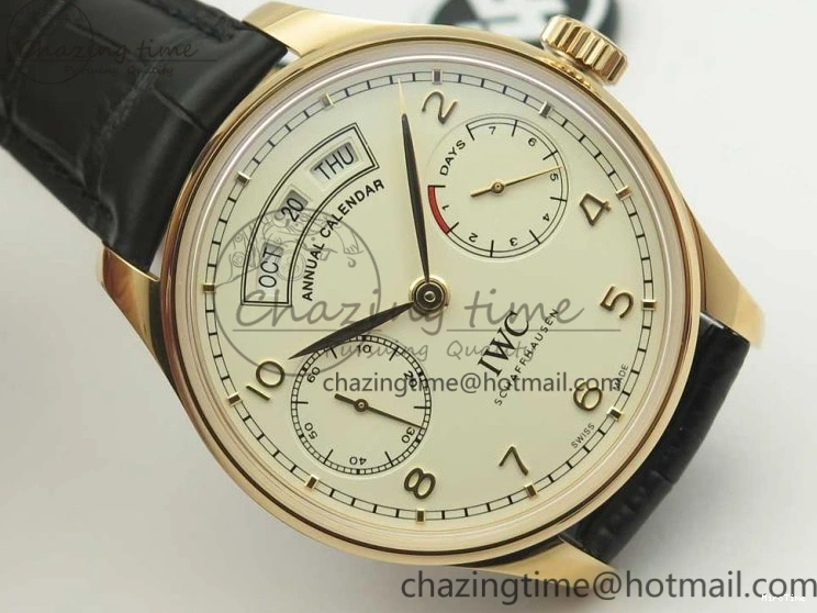 MIROTIME 0107 Thermal Portuguese Real PR Real Annual Calendar IW503501 RG ZF 1:1 Best Edition White Dial on Black Leather Strap A 7150